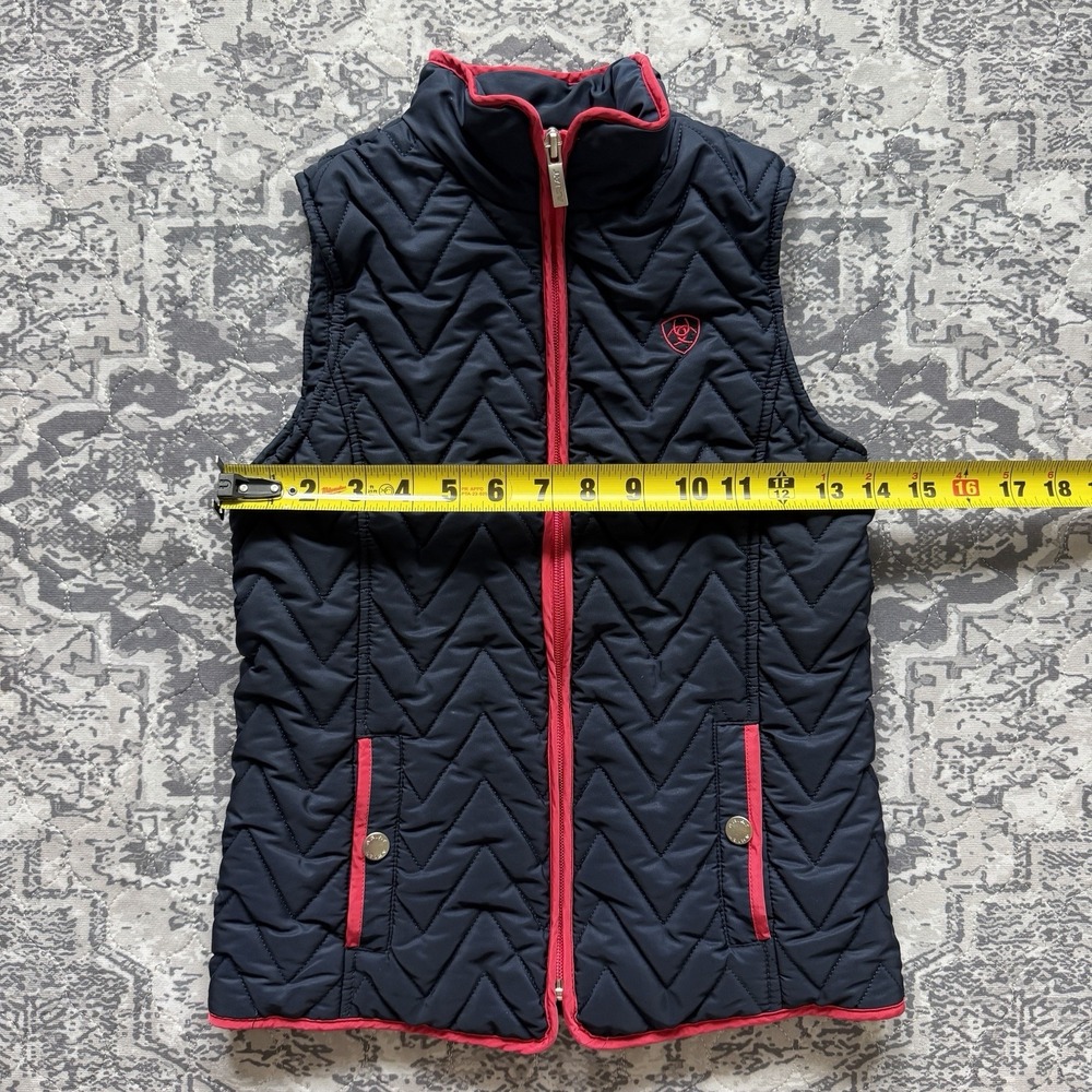 ARIAT Ashley Quilted Girls Youth Kids Vest Medium 10 Navy Blue Sleeveless - Picture 2 of 11